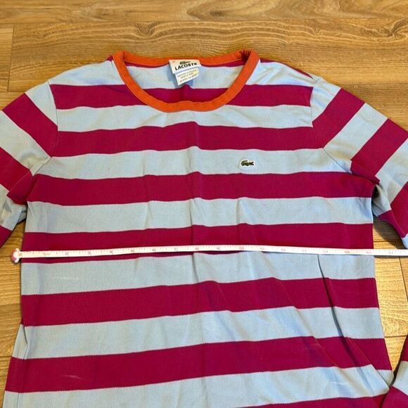 Lacoste vintage pink and blue striped long sleeve size 42   Has some bleach stai - Picture 5 of 8